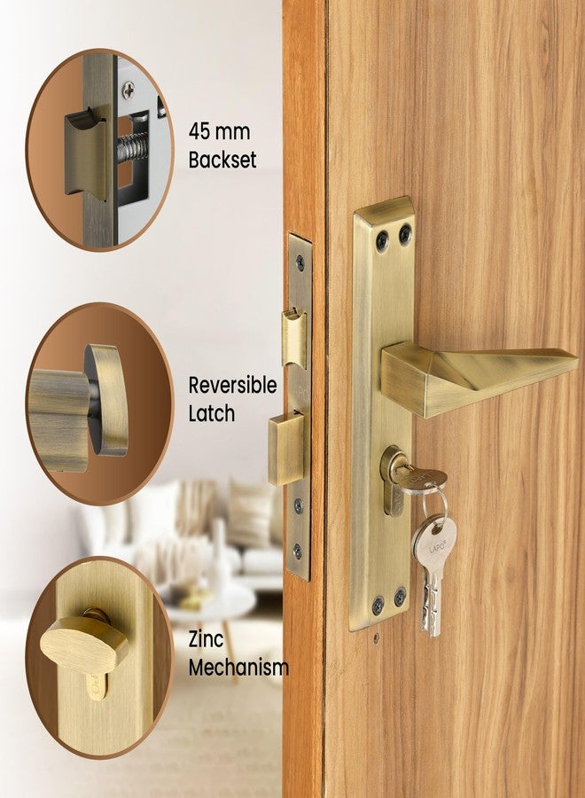 LAPO قفل باب أمامي شديد التحمل من لابو، طقم مقبض باب رئيسي مع مفاتيح، أسطوانة 60 مم، جسم قفل 45 × 50 مم - مثالي للمنزل، غرفة النوم، المكتب، الفندق (تشطيب عتيق، ضمان 3 سنوات) CY-136 - Image 4